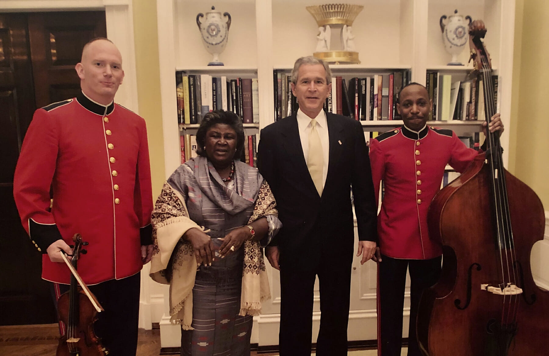 Peter Wilson, Theresa Kufuor (first lady of Ghana), President George W. Bush and Aaron Clay