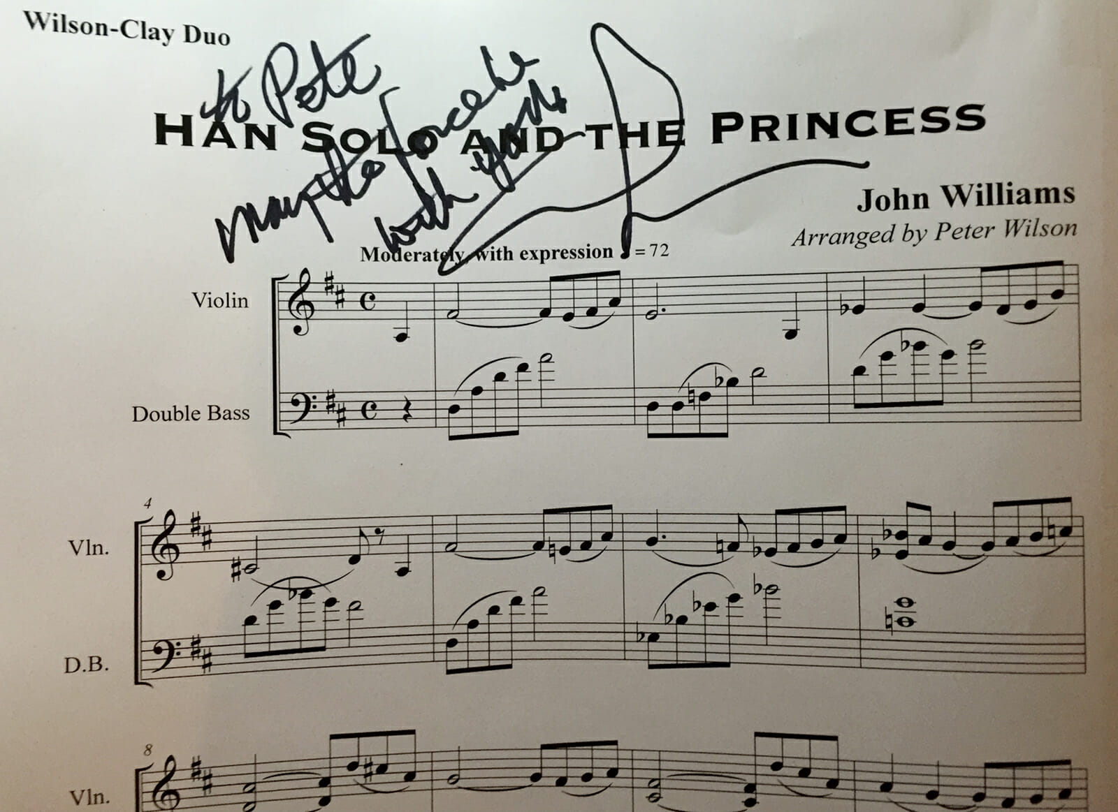 Music signed by Star Wars creator George Lucas
