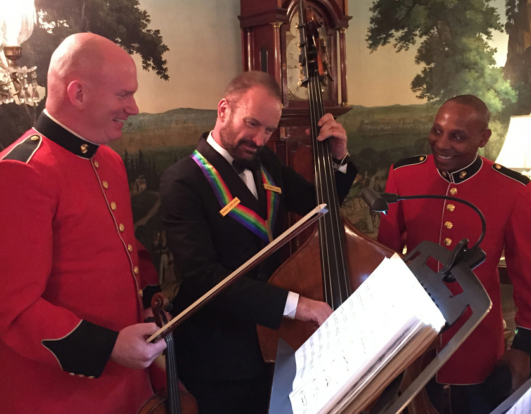 Sting plays Aaron Clay's bass at the Kennedy Center Honors reception at The White House