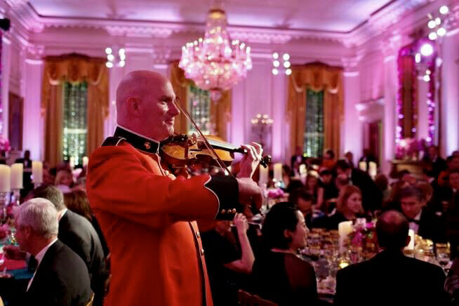 Peter Wilson performs in the East Room of the White House