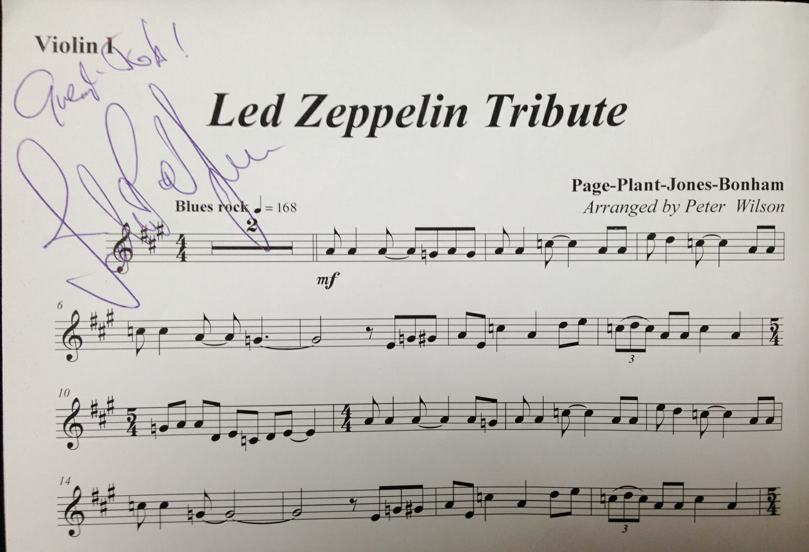 Sheet music signed by Led Zeppelin's John Paul Jones