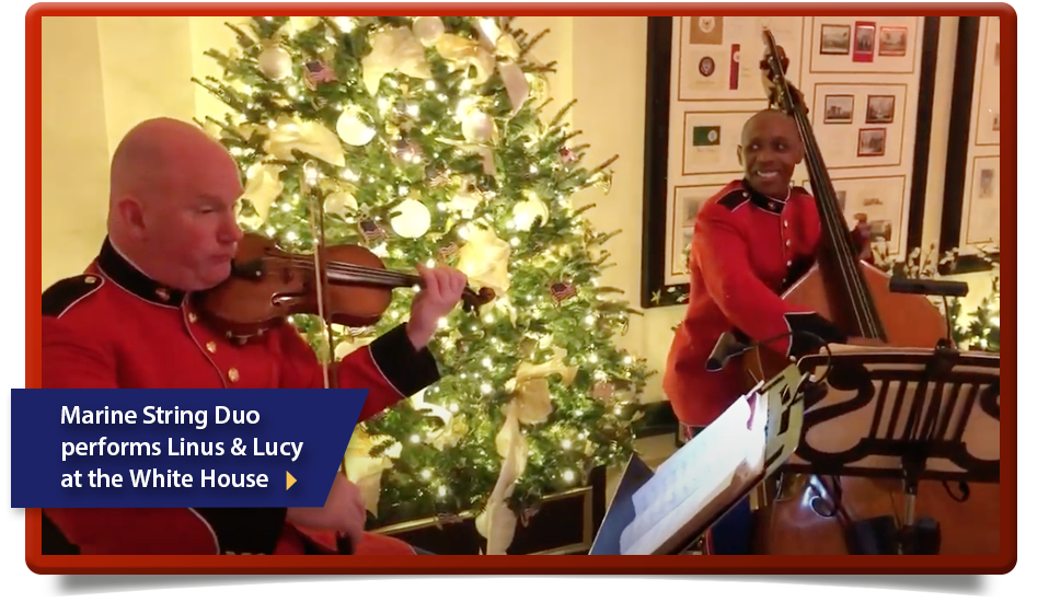 Marine string duo performs Linus & Lucy at the White House
